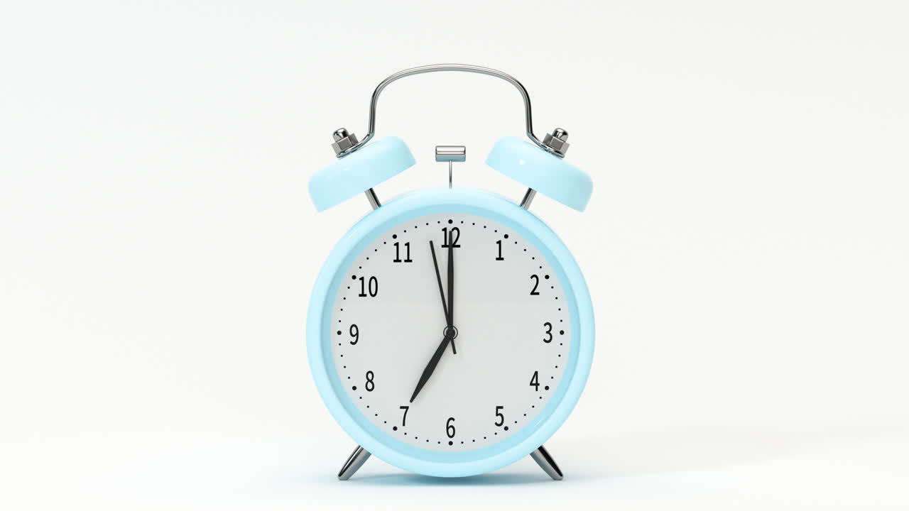 클래식 알람 시계, 7시 경보, 3d 렌더링