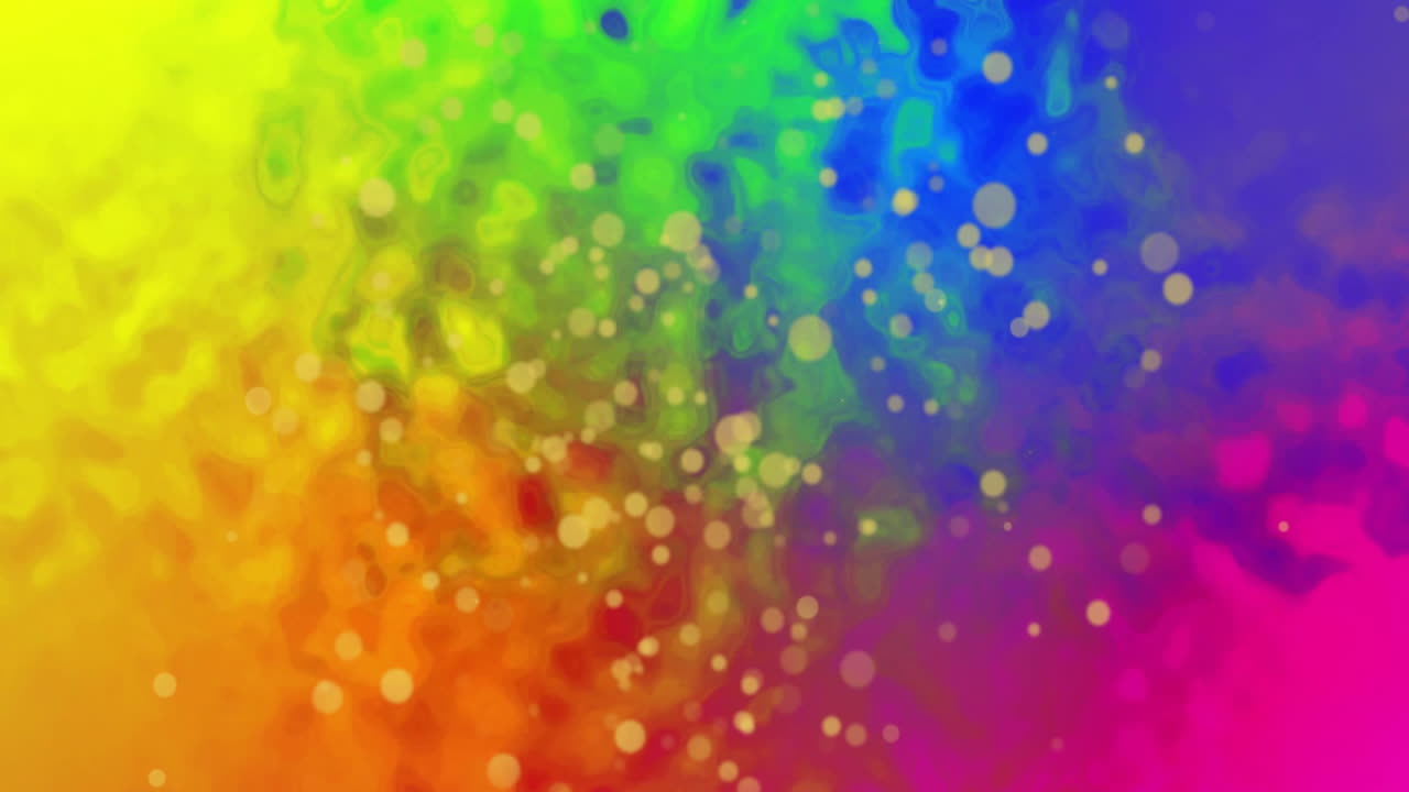 Animazione astratta colorata con gradiente arcobaleno e particelle luminose