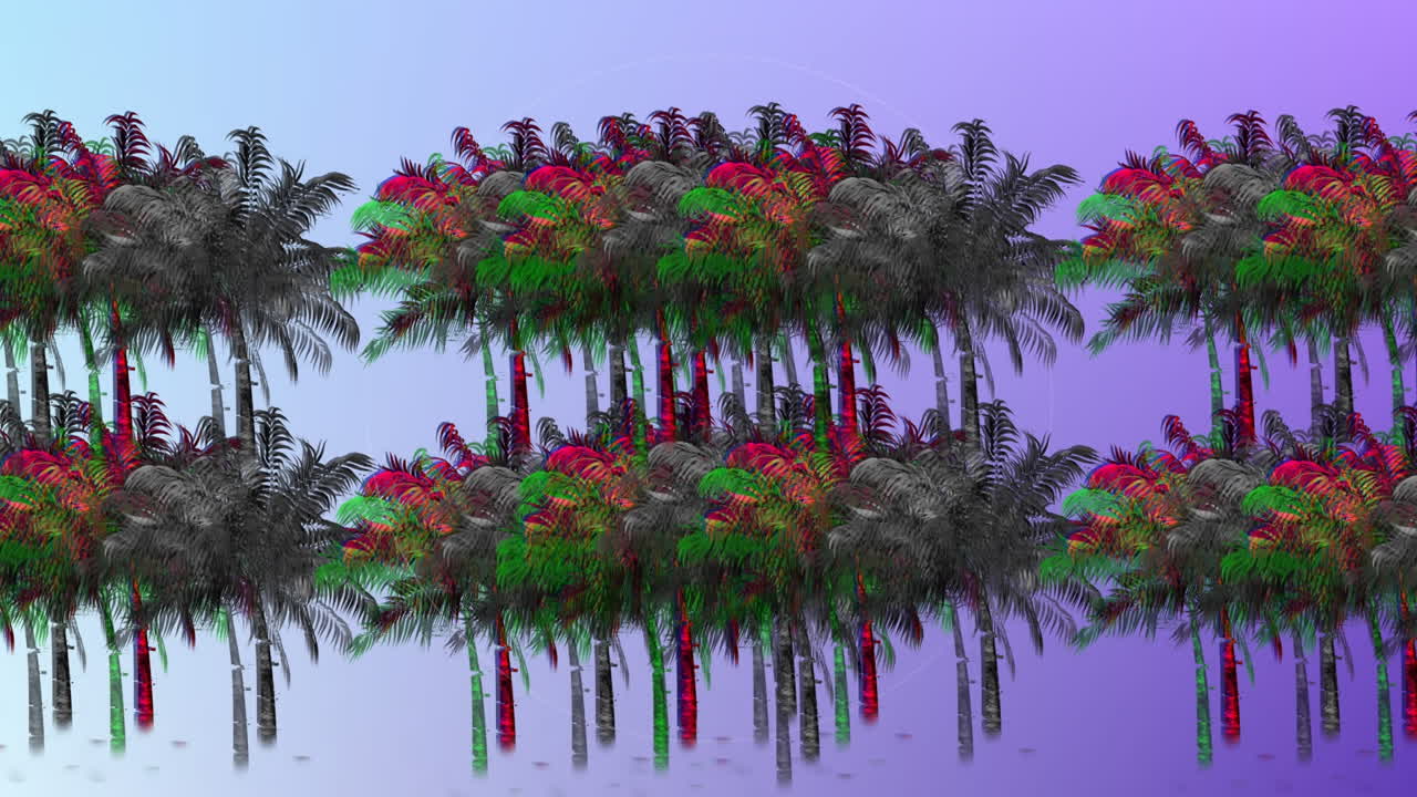 animación de palmeras de colores vibrantes en movimiento hipnótico en bucle sin costuras