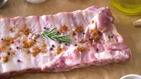 fresh raw pork ribs with ingredients