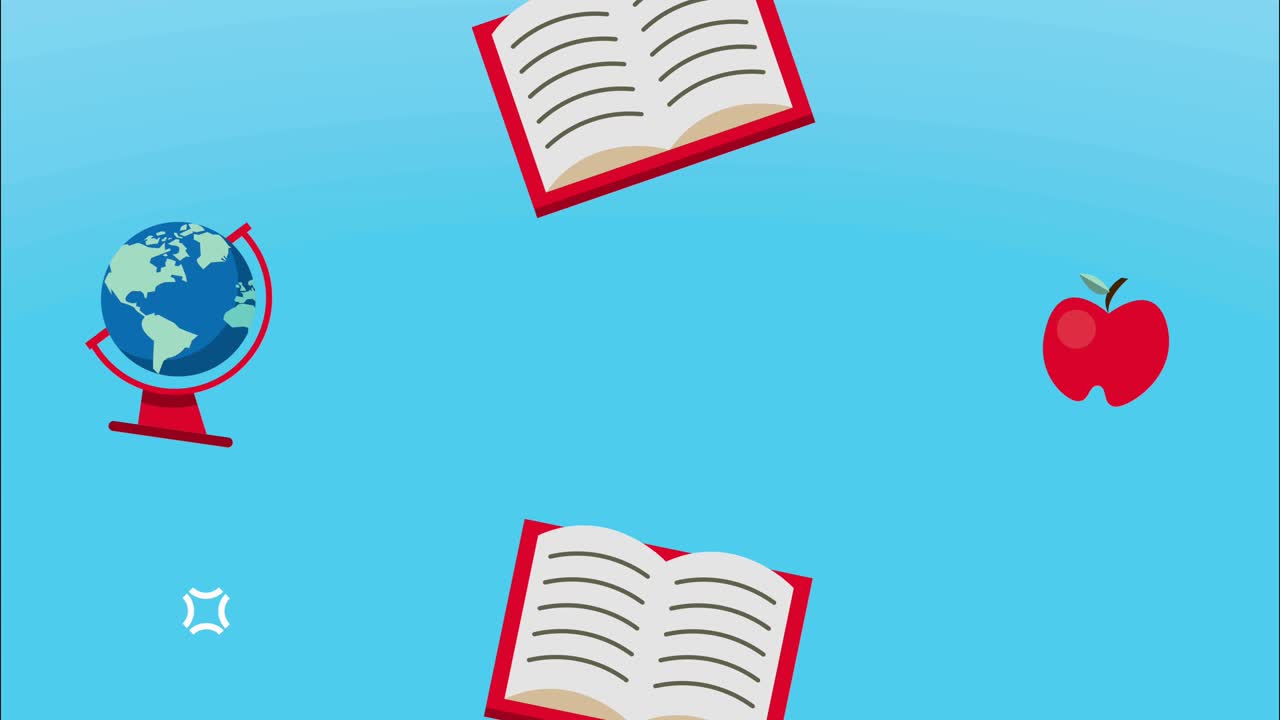 school set supplies pattern animation