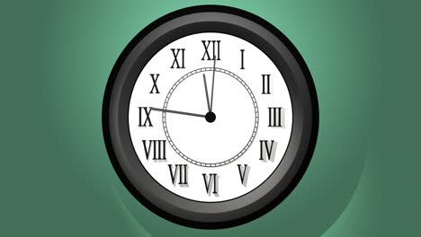 animación de reloj de pared con manilla de minutos, muestra los últimos 20 minutos hasta las 12 horas