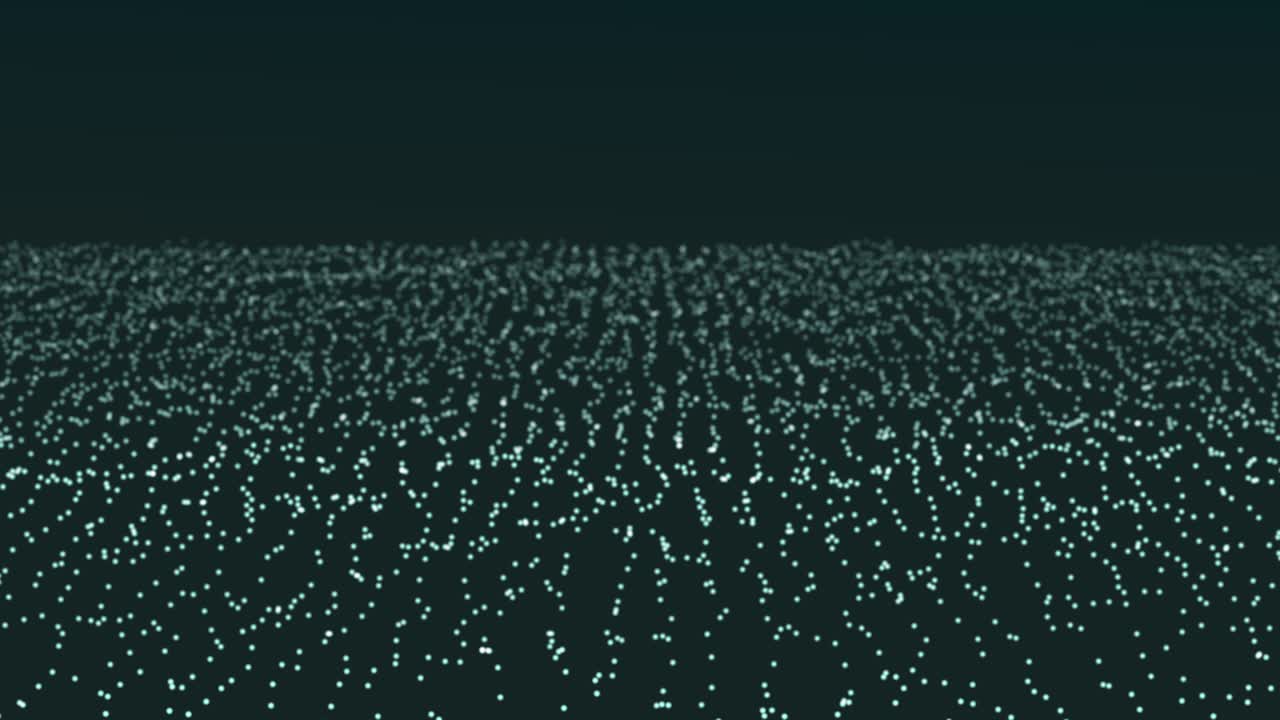 Futuristic dancing dots on a grid. 4K Video animation. Moving lights on a dark background.