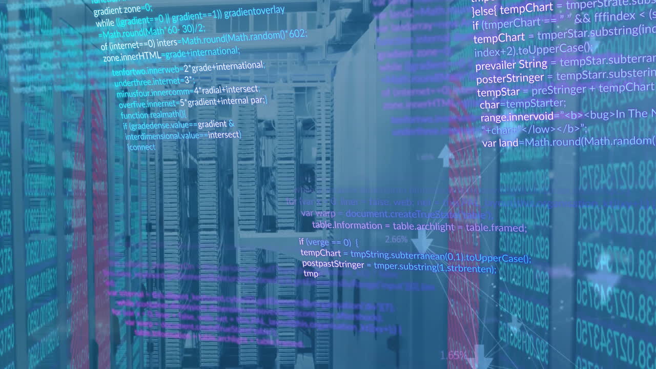 Animation of financial data processing over computer severs
