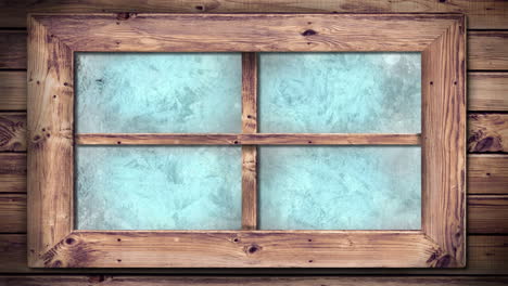 transición de heladas y hielo en la ventana de la casa