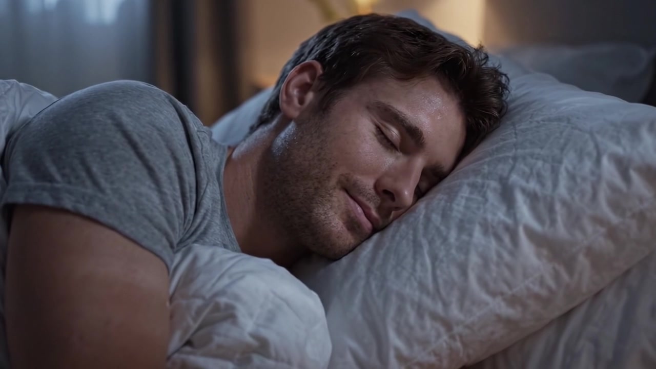 Un durmiente sereno: Capturando la tranquilidad y el confort durante noches de descanso en el cálido abrazo de una ropa de cama suave y sueños pacíficos