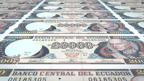 banknotes of twenty thousand ecuadorian sucre of ecuador, cash money, loop