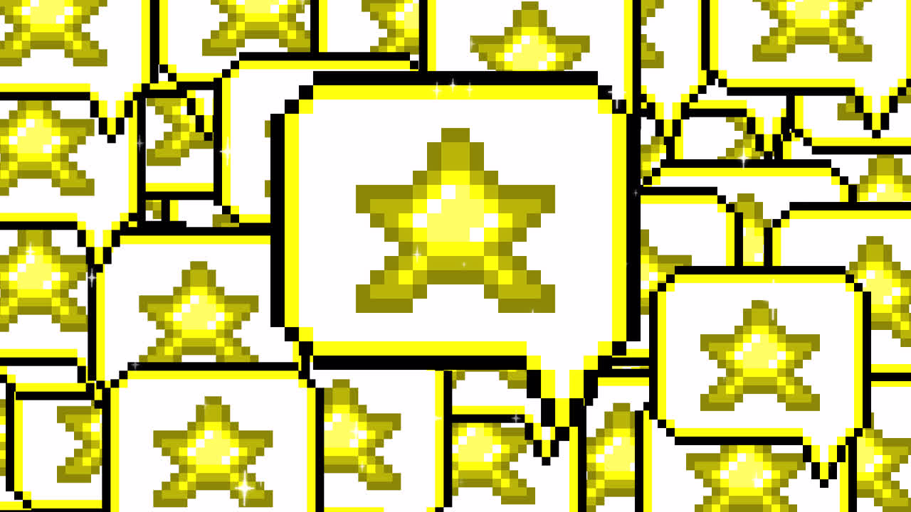 Pixel art pop up speech bubble icon star Transitions. 1080p - 30 fps - Alpha Channel (2).mov