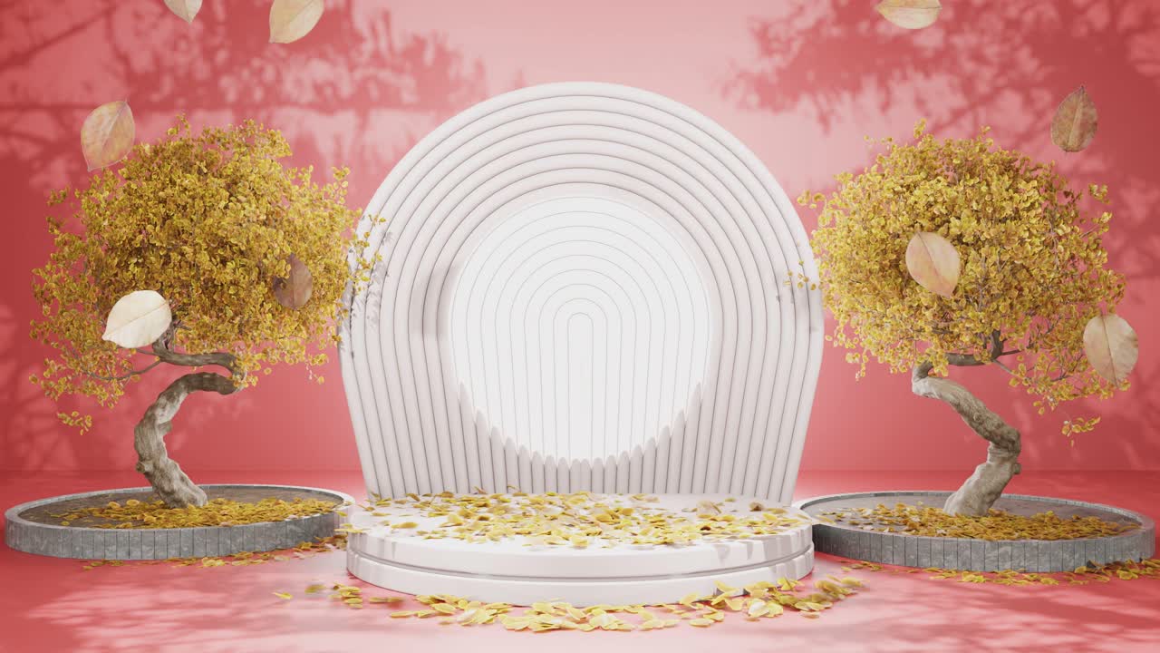 가을의 평온함: 둥근  벤치 가운데 조각 나무 은 배경 포디움 모 제품