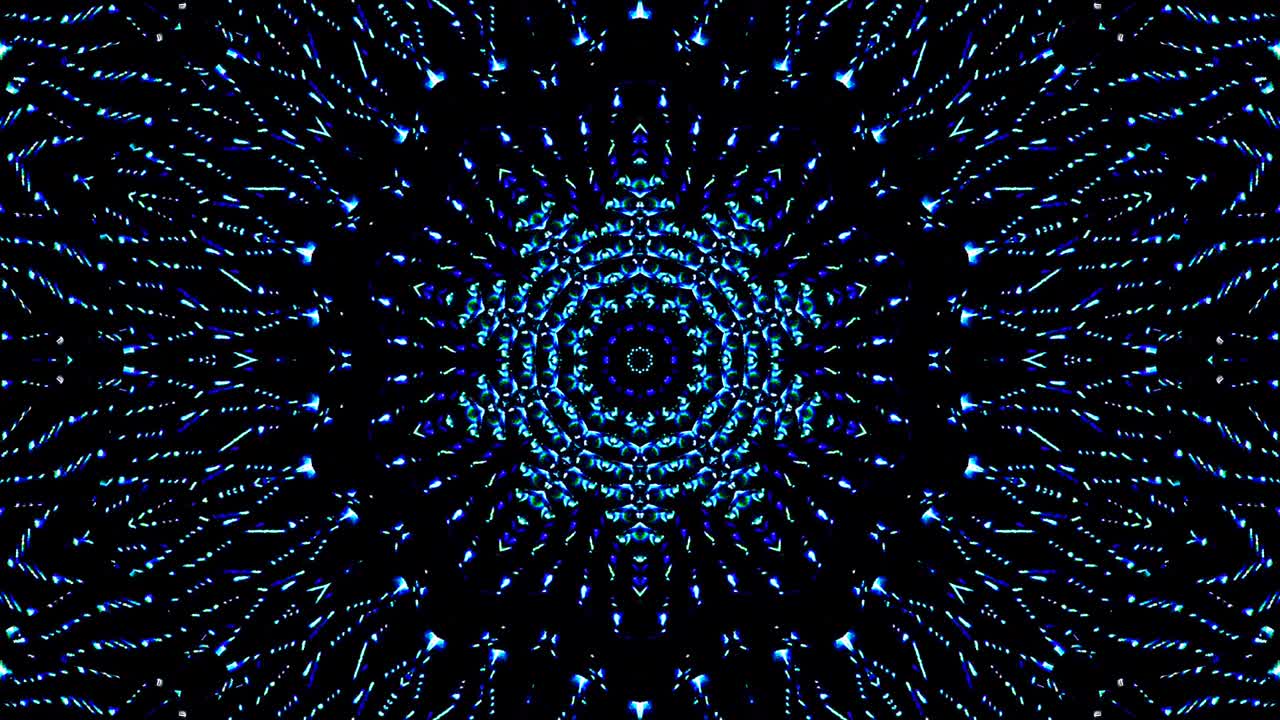light wave abstract dots set blue color kaleidoscope black background