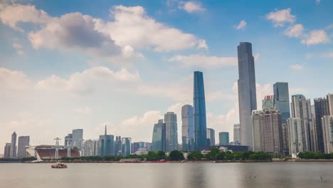 sunset light guangzhou city haixinsha island downtown river bay panorama 4k time lapse china