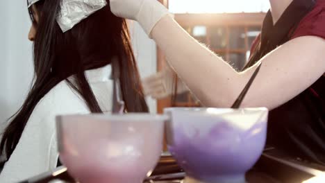 peluquería teñir el cabello de su cliente