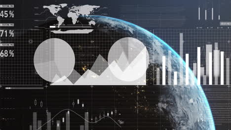 animación del procesamiento de datos financieros en todo el mundo