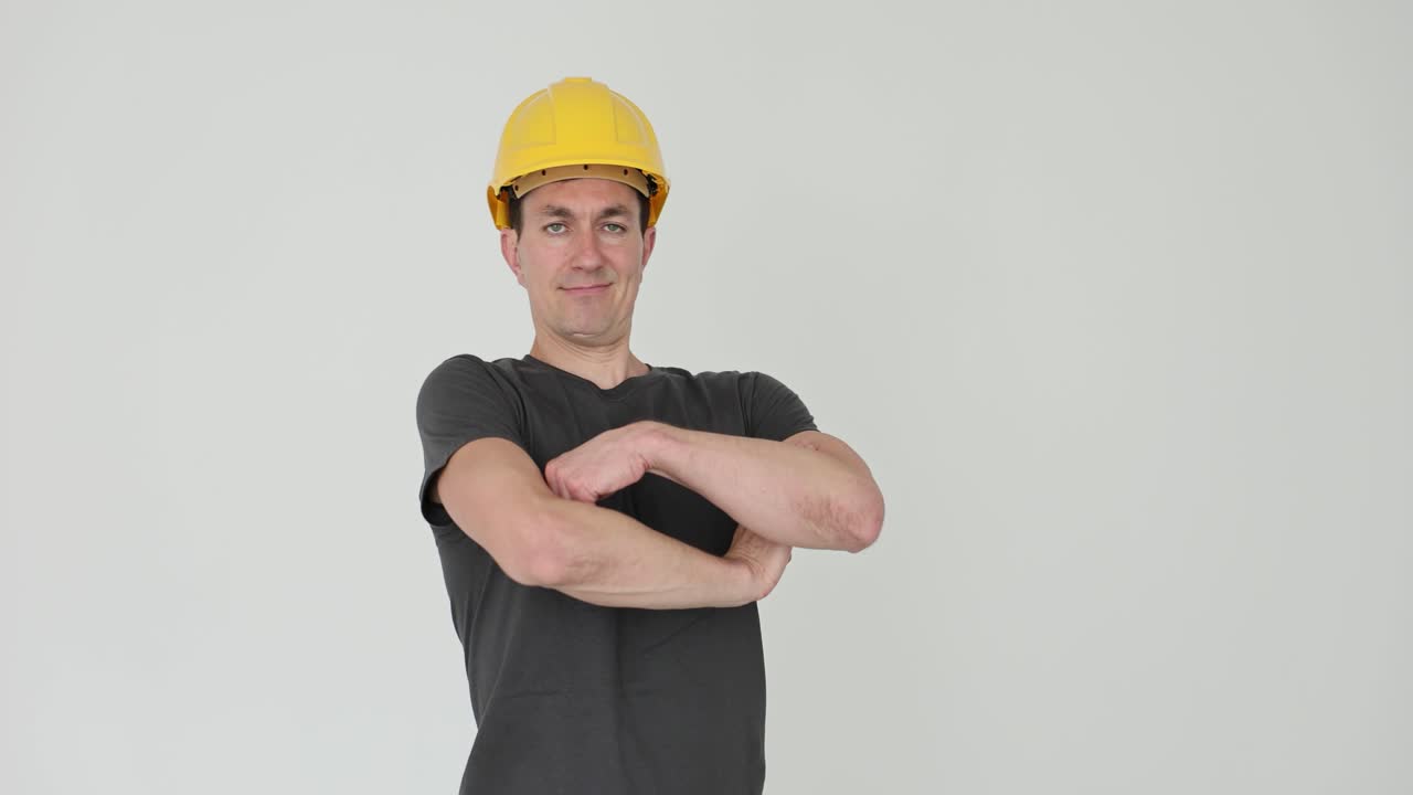 Construction worker with hard hat