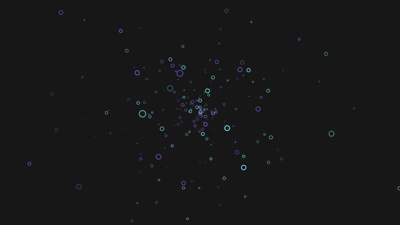 Létající náhodné neonové konfety v temné galaxii