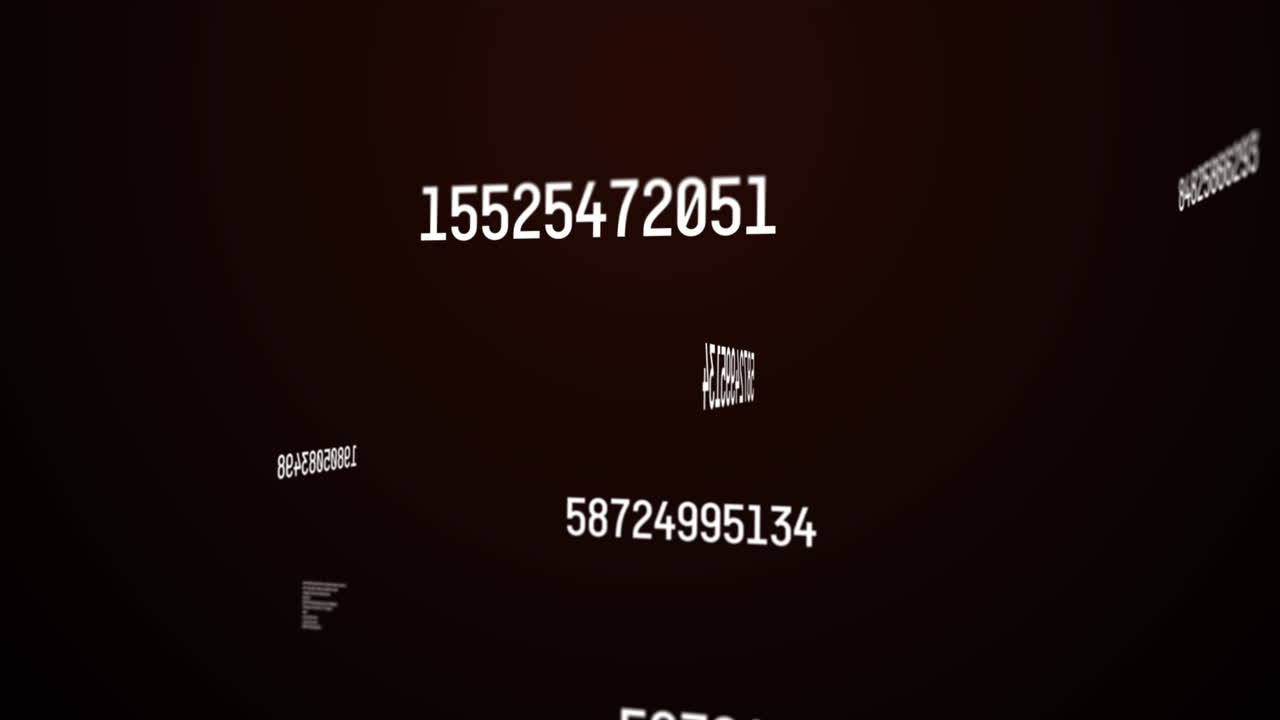 검은색 배경에서 처리되는 숫자의 애니메이션