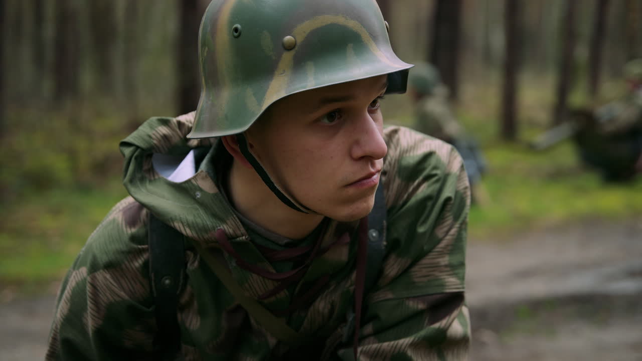 WWII Soldier in Camouflage Uniform