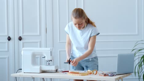 woman sewing a project