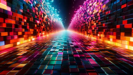 a colorful abstract background with a tunnel of squares