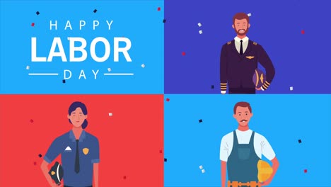 feliz celebración del día del trabajo con personajes de trabajadores