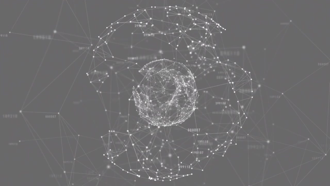 Animazione di rete di connessioni e globo su sfondo nero