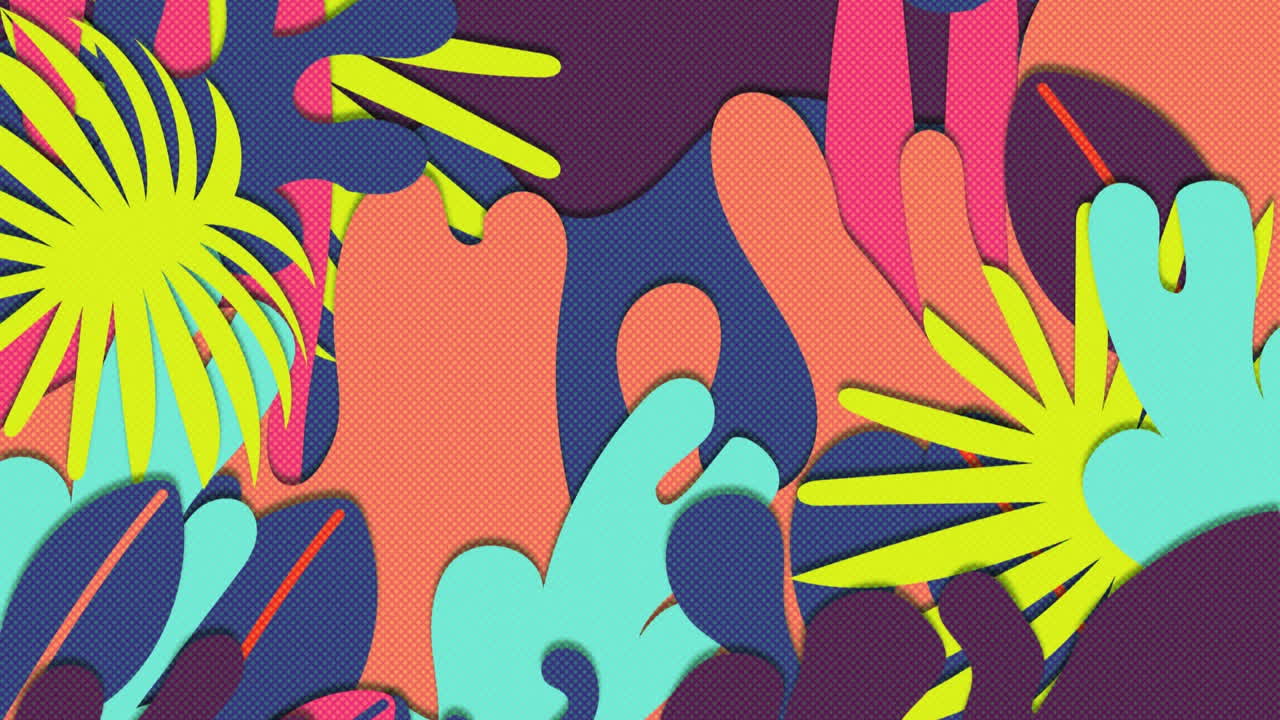 animación de 5 opciones cómicas con escritos y nubes