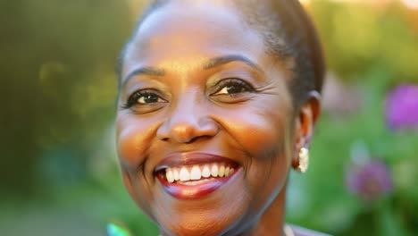 portrait of a beautiful african woman smiling outdoors