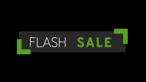 texto de venta de flash blanco y verde que aparece contra una pantalla negra