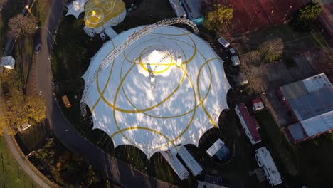 aerial top down shot of anima circus in sarmiento park,buenos aires