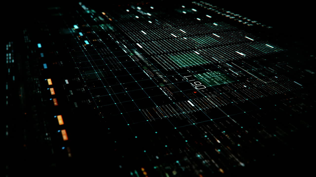 Advanced data matrix simulation UI with cutting-edge digital environment with a dynamic and immersive display of interconnected data matrix information networks systems background