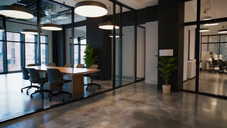 modern empty office with glass-walled conference room