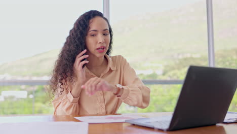 Business,-phone-call-and-woman-with-anger