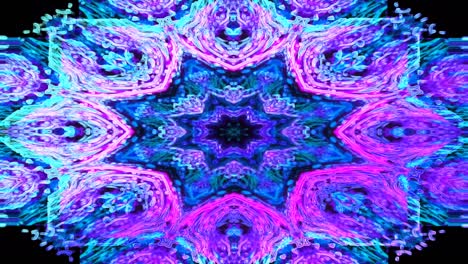 colorful kaleidoscope blue neon fractal pattern motion background