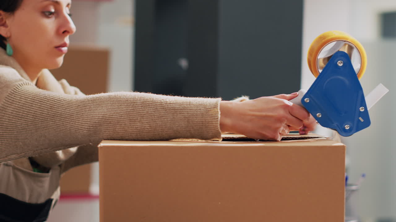 Woman packing boxes for shipping
