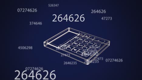 Animation-Des-Taschenrechnersymbols-über-Der-Datenverarbeitung-Auf-Schwarzem-Hintergrund