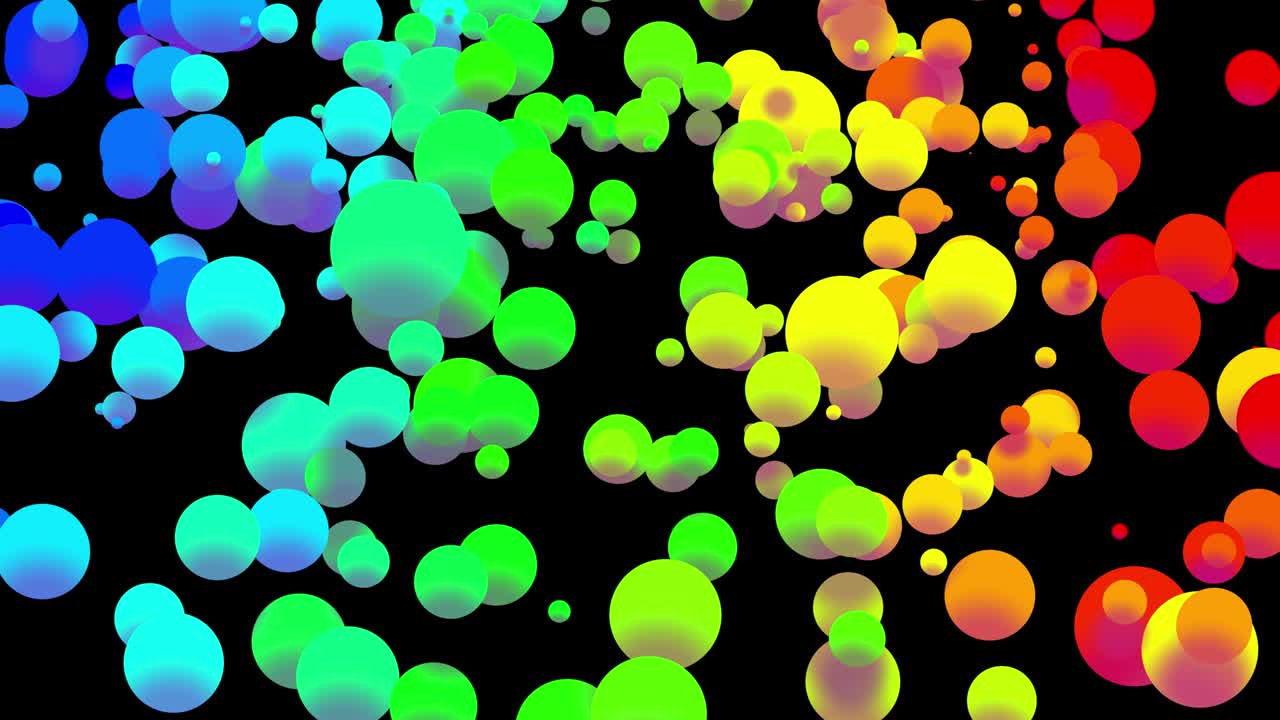 4k 루프 추상적인 배경과 아름다운 다채로운 공, 페인트 거품 또는 염료 물방울 같은 평평한 스타일의 물에, 알파 채널로 루마 매트와 함께 3d.