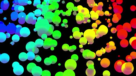 4k looped abstract background with beautiful multi-colored balls like paint bubbles or dye droplets in water in flat style. 3d with luma matte as alpha channel. 4