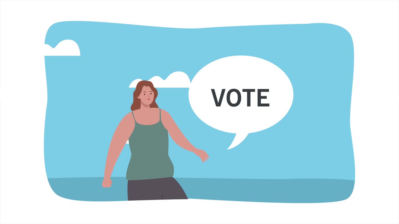 young woman with speech bubble