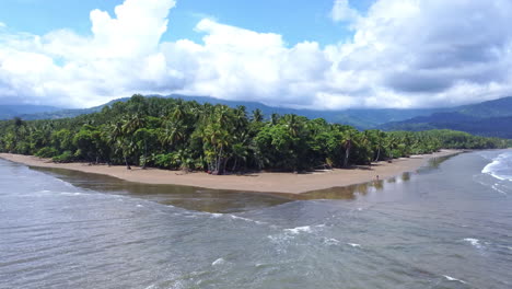 Aerial-View-Of-Deserted-Beach-In-Parque-Nacional-Marino-Ballena,-Costa-Rica