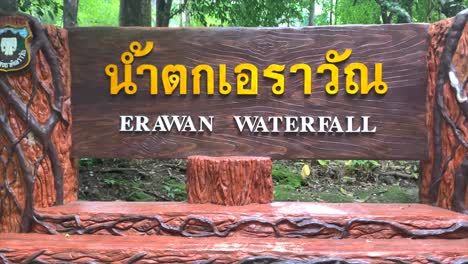 sign of erawan waterfall in thailand