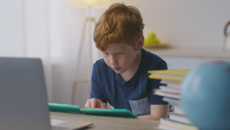 boy reading at home