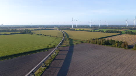 Vista-Aérea-En-El-Sitio-De-Prueba-Para-Trenes-Transrapid-Maglev-En-Lathen,-Alemania---Disparo-De-Drones