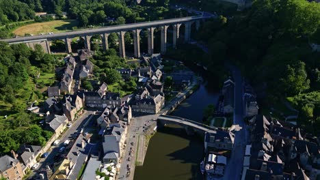 viaduct and the old bridge or le vieux pont, dinan, france