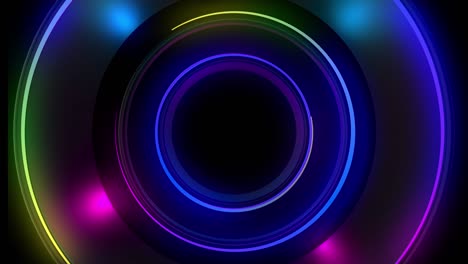 abstract seamless loop of 3d render neon circle. círculos de neón azules y púrpuras abstracto futurista de fondo de movimiento de alta tecnología loop seamless. video animación 3d ultra hd 4k.