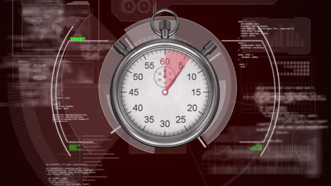 animación del procesamiento de datos digitales en pantalla a través de un cronómetro