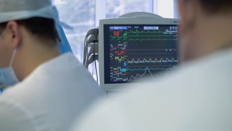 medical staff of the operating unit do heart surgery anesthesiologist observes the parameters of the patient