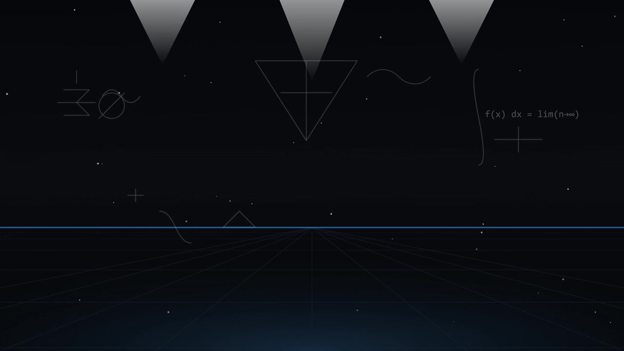 Abstract Mathematical Equations and Geometric Shapes on Dark Background