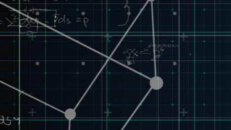 Animation-Mathematischer-Formeln,-Die-über-Einem-Sich-Bewegenden-Quadrat-Und-Einem-Weißen-Gitter-Schweben