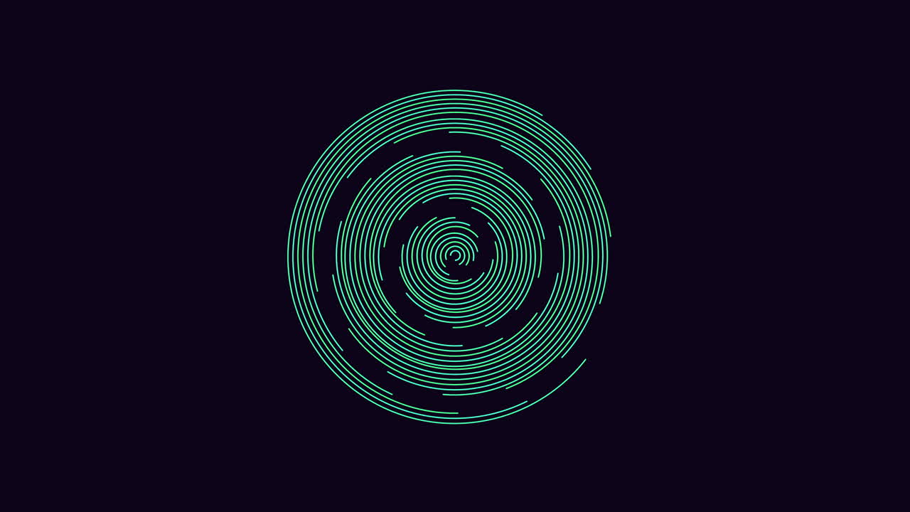 espiral azul dinámica con líneas móviles sobre un fondo negro