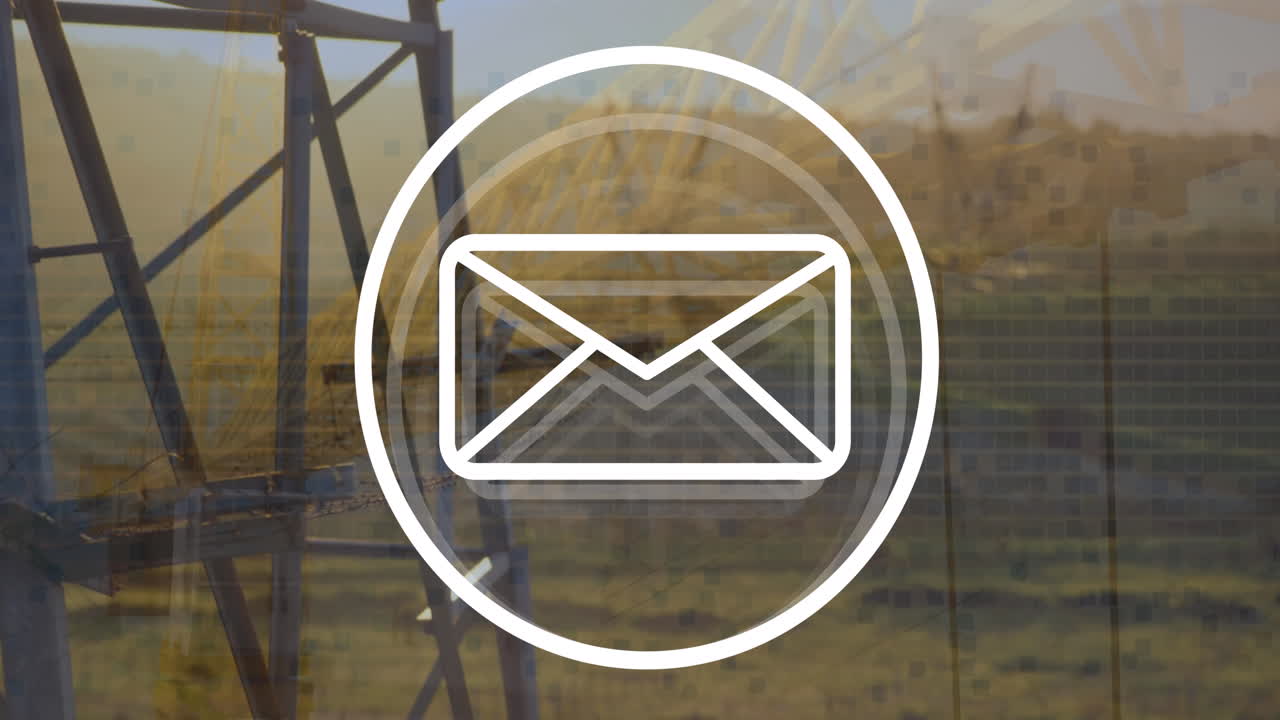 animación del icono del sobre sobre el pilar y la valla.